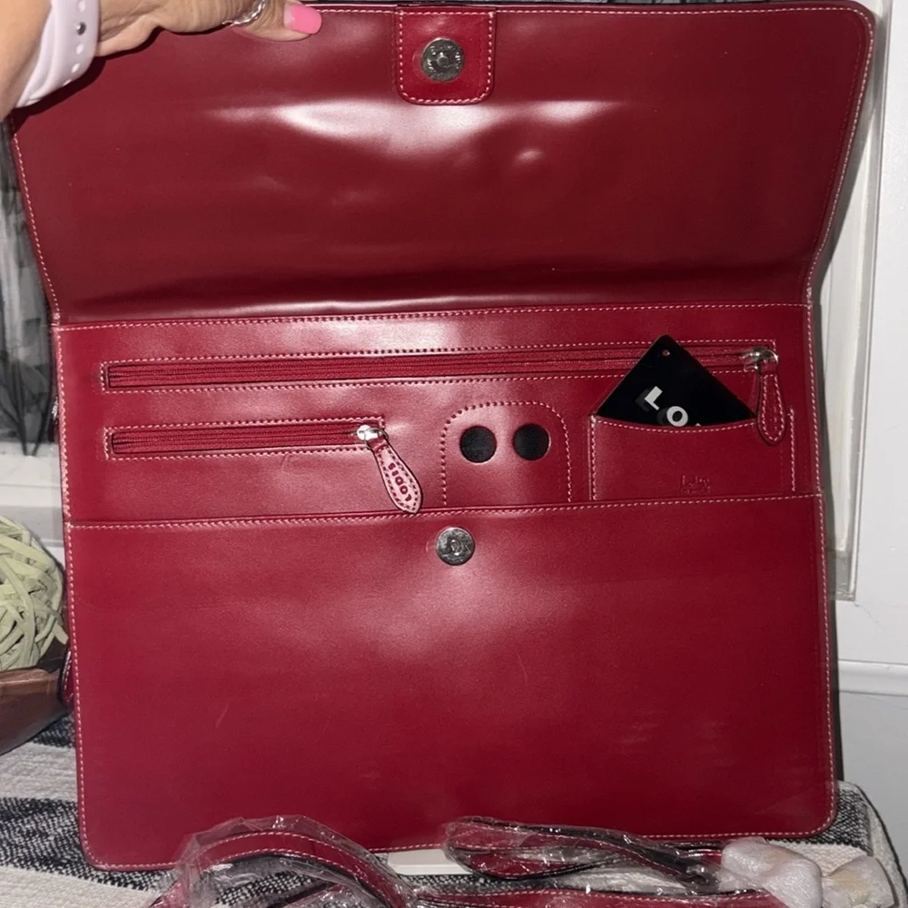 Lodis Crimson Leather Laptop Case